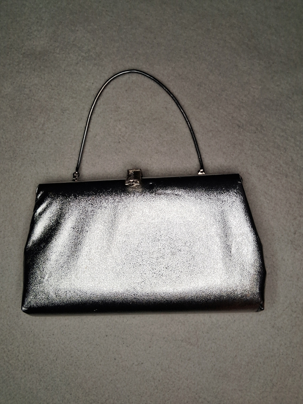 Vintage Metallic Silver Evening Clutch Handbag